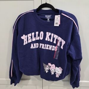 Women's Hello Kitty And Friends Cropped Sweatshirt XS Navy & Pink NWT